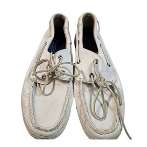 Sperry Top-Sider Cup Collection Mens White Leather Boat Shoes Nautical Loafers